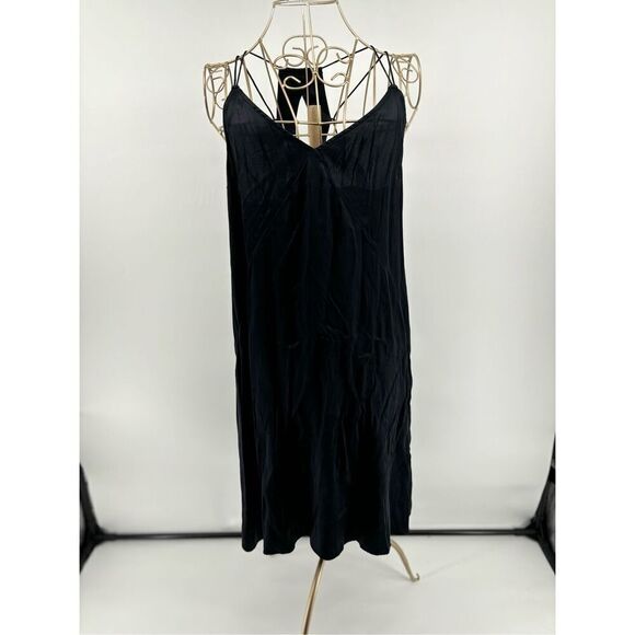 Abercrombie short black silk slip dress size medium 95% silk - Picture 1 of 13